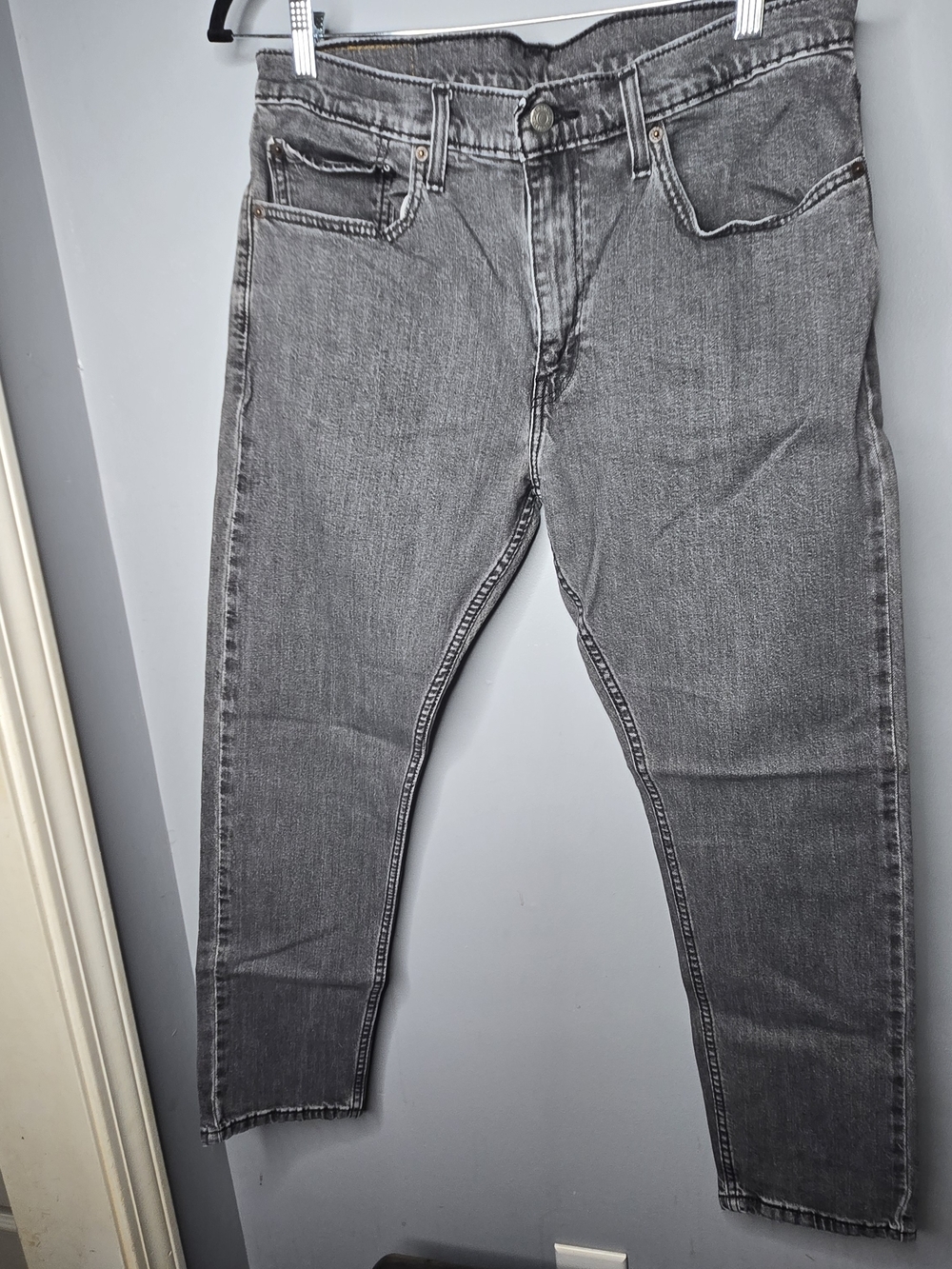 Levi’s 512 Slim Taper Jeans 36x32 Gray Black Wash Faded Denim Mens
